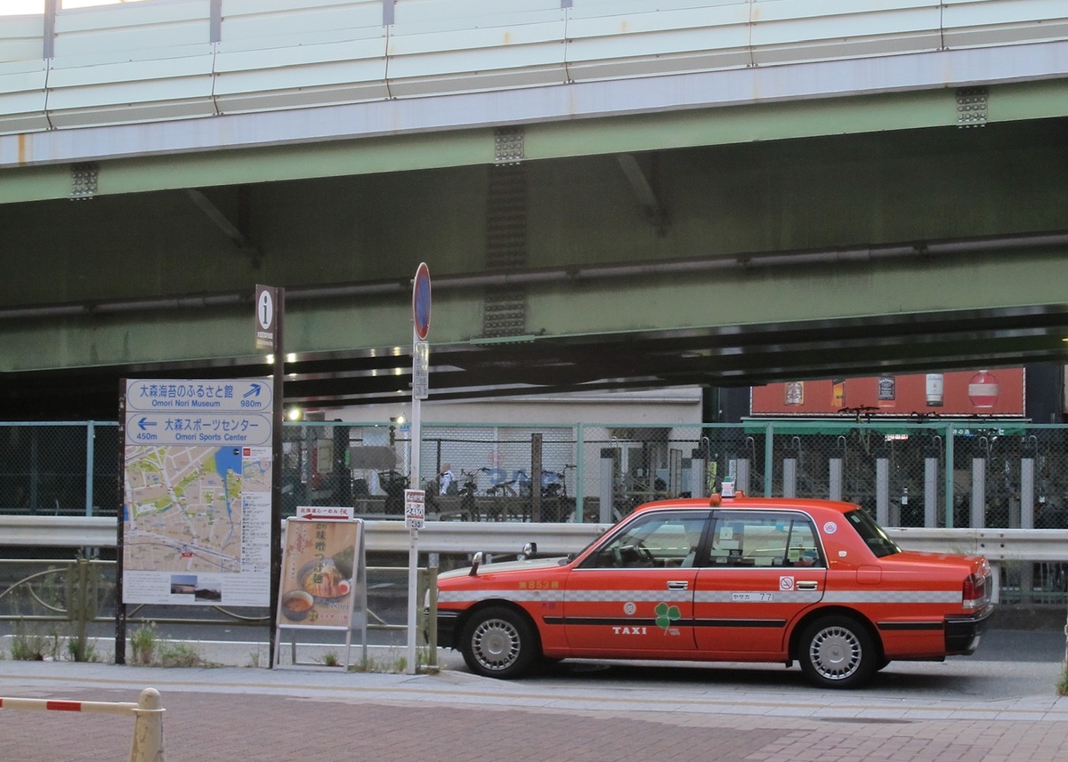 Classic Japanese taxi near Heiwajima Station, Tokyo